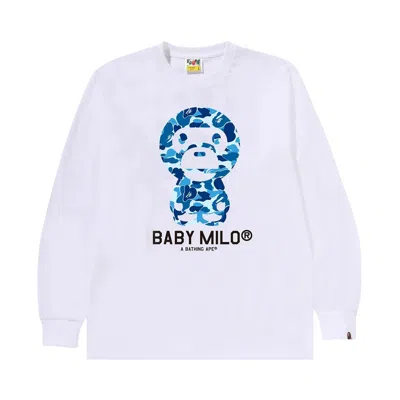 BAPE BAPE ABC CAMO BABY MILO LONG-SLEEVE TEE 'WHITE/BLUE'