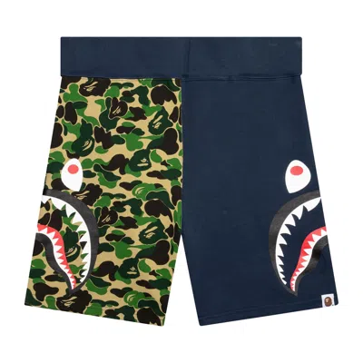 BAPE BAPE ABC CAMO SIDE SHARK SWEATSHORTS 'GREEN/NAVY'