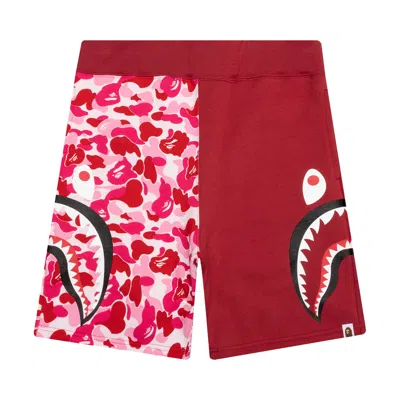 BAPE BAPE ABC CAMO SIDE SHARK SWEATSHORTS 'PINK/RED'