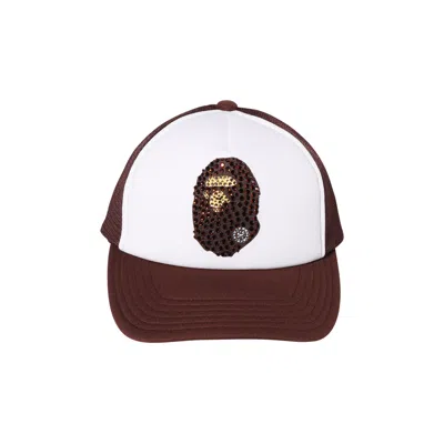BAPE BAPE APE HEAD CRYSTAL STONE MESH CAP 'BROWN'