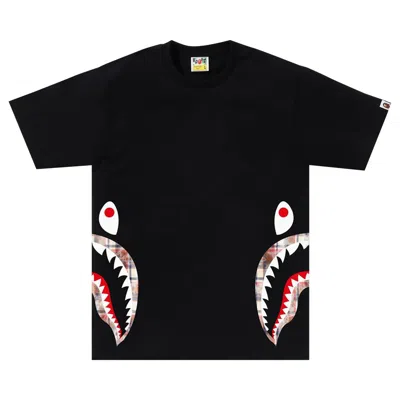 BAPE BAPE BLEACHED CHECK SIDE SHARK TEE 'BLACK'