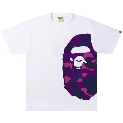 BAPE BAPE CAMO SIDE APE HEAD TEE 'WHITE/PURPLE'
