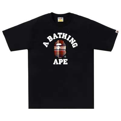 BAPE BAPE CHECK COLLEGE TEE 'BLACK/RED'