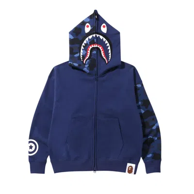 BAPE BAPE COLOR CAMO GIANT SHARK LOOSE FIT FULL ZIP HOODIE 'NAVY'
