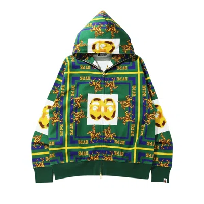 BAPE BAPE DOUBLE APE HEAD RELAXED FULL ZIP HOODIE 'GREEN'