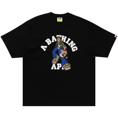 BAPE BAPE GRAFFITI CHARACTER COLLEGE RELAXED FIT TEE 'BLACK'