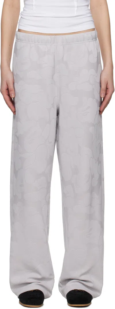 BAPE GRAY SOLID CAMO JACQUARD ONE POINT WIDE LOUNGE PANTS