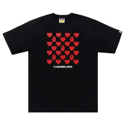 BAPE BAPE HEART PATTERN BOX TEE 'BLACK'