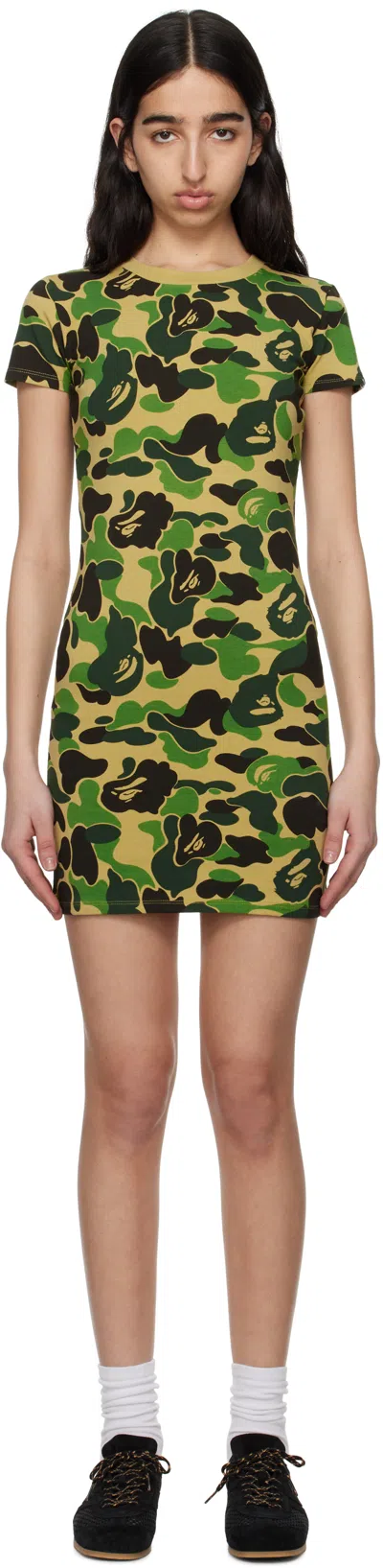 BAPE KHAKI ABC CAMO JERSEY MINIDRESS