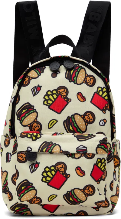 BAPE KIDS OFF-WHITE FAST FOOD ALL PRINT PATTERN MINI BACKPACK