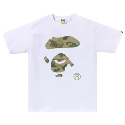 BAPE BAPE LAYERED LINE CAMO APE FACE TEE 'WHITE/BEIGE'