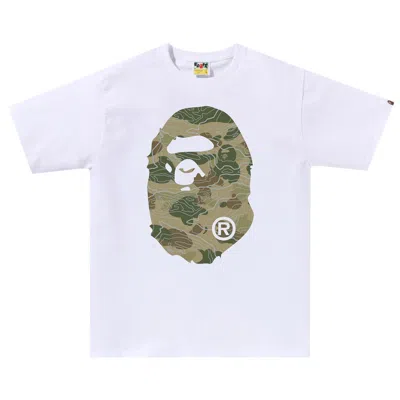 BAPE BAPE LAYERED LINE CAMO BIG APE HEAD TEE 'WHITE/BEIGE'