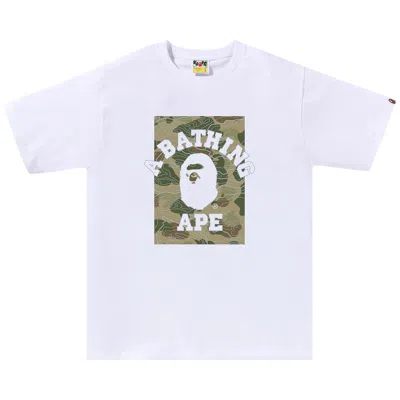BAPE BAPE LAYERED LINE CAMO ON COLLEGE TEE 'WHITE/BEIGE'