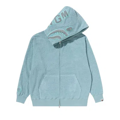 BAPE BAPE LINE CAMO TERRY TOWEL SHARK ZIP HOODIE 'SAX'