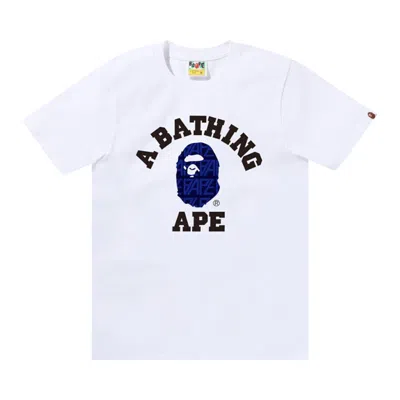 BAPE BAPE LOGO MONOGRAM COLLEGE TEE 'WHITE/NAVY'