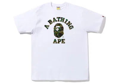 BAPE MEN'S BAPE 1ST CAMO COLLEGE TEE SHIRT (FW22) IN WHITE GREEN