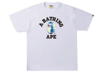 BAPE MEN'S BAPE TIE DYE COLLEGE TEE SHIRTIN WHITE