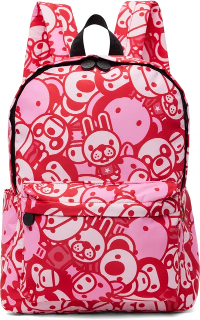 BAPE PINK NEW ABC MILO ALL FRIENDS MEDIUM BACKPACK