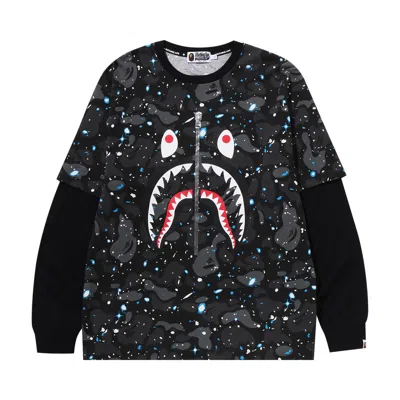 BAPE BAPE SPACE CAMO SHARK LAYERED LONG-SLEEVE TEE 'BLACK'