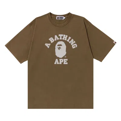 BAPE BAPE STONE WASH COLLEGE RELAXED TEE 'BEIGE'