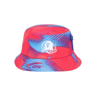 BAPE BAPE STROKE CAMO POCKET BUCKET HAT 'RED'