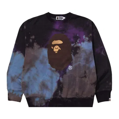 BAPE BAPE TIE DYE APE HEAD RELAXED FIT CREWNECK SWEATSHIRT 'BLACK'
