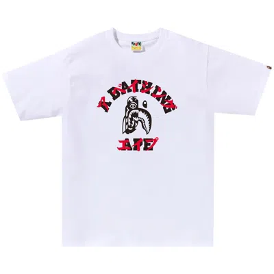 BAPE BAPE TIGER SHARK JAPANESE LETTER TEE 'WHITE'