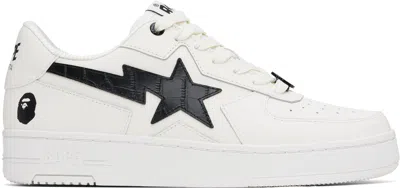 BAPE WHITE & BLACK 'BAPE' STA ICON #1 SNEAKERS