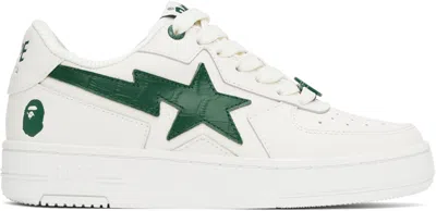 BAPE WHITE & GREEN 'BAPE' STA ICON #1 SNEAKERS