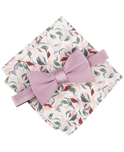 BAR III MEN'S SOLID BOW TIE & FLORAL POCKET SQUARE SET, EXCLUSIVELY AT MACY'S