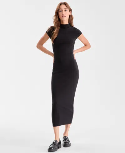 BAR III WOMEN'S CAP-SLEEVE MOCK-NECK MIDI DRESS, EXCLUSIVELY AT MACY'S