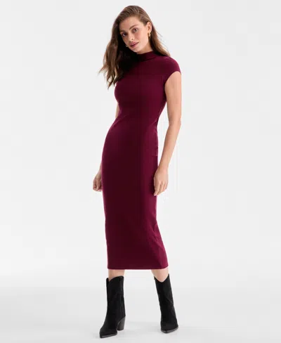 BAR III WOMEN'S CAP-SLEEVE MOCK-NECK MIDI DRESS, EXCLUSIVELY AT MACY'S