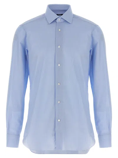 BARBA NAPOLI MEN LIGHT BLUE HONEYCOMB SHIRT, M LUXURY SHIRTS FOR MEN DARVEYS