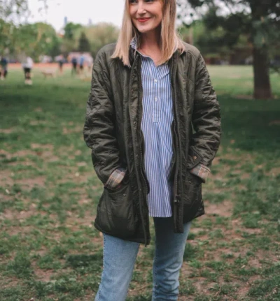 BARBOUR BARBOUR BEADNELL POLARQUILT JACKET IN OLIVE MSRP$350 BRITISH CLASSIC