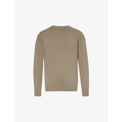 BARBOUR BARBOUR MEN'S MILITARY BROWN CREWNECK REGULAR-FIT WOOL AND CASHMERE-BLEND JUMPER