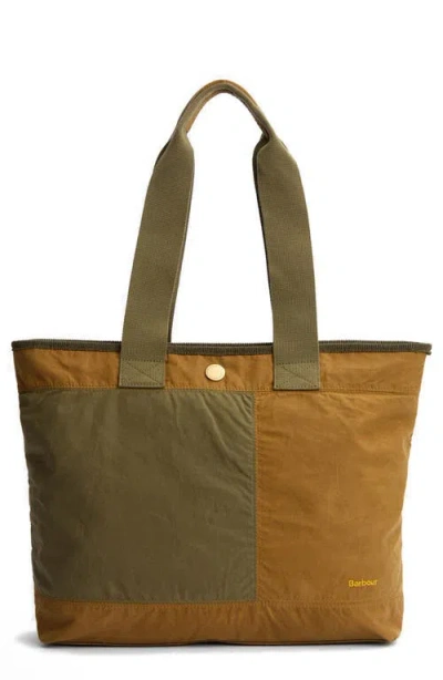 BARBOUR BARBOUR MYA TWO-TONE DRY WAX COTTON TOTE