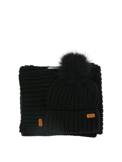 BARBOUR BARBOUR "SALTBURN" BEANIE AND SCARF SET