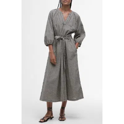 BARBOUR BARBOUR SURI GINGHAM COTTON & LINEN MIDI DRESS