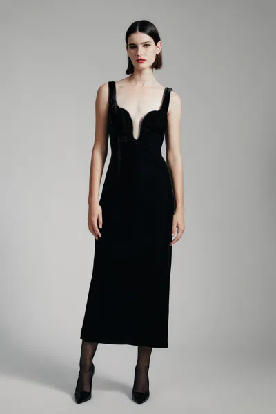 BARDOT BROOKLYN VELOUR MIDI DRESS