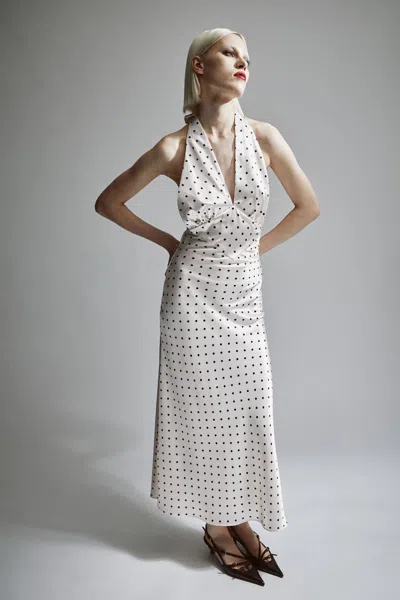 BARDOT CITRON POLKA DOT MIDI DRESS