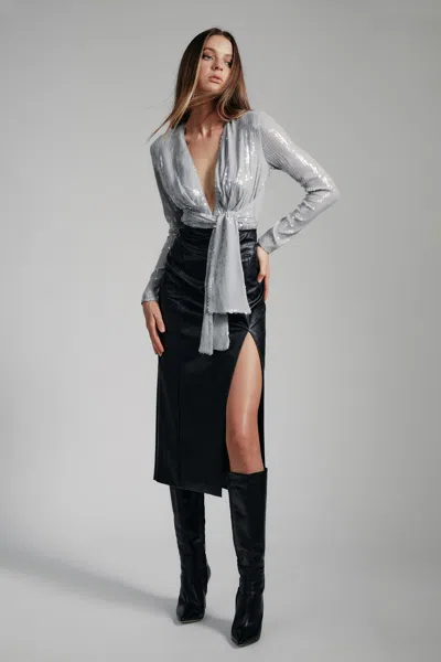 BARDOT EMELIA SEQUIN WRAP BODYSUIT