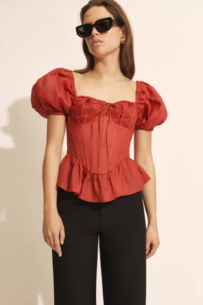 BARDOT ESRA PUFF SLEEVE CORSET TOP