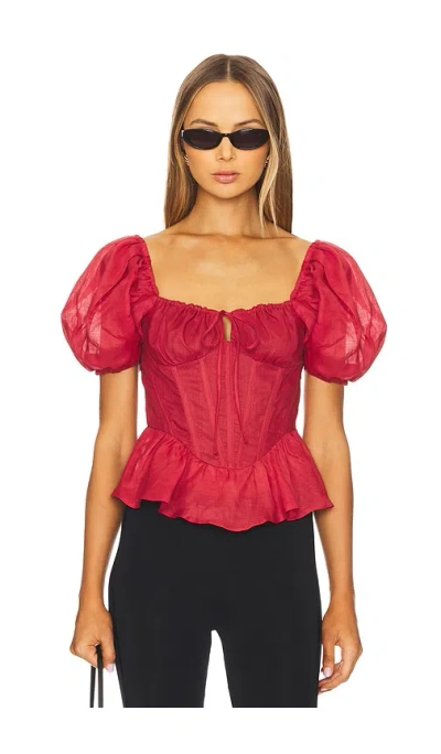 BARDOT ESRA PUFF SLEEVE CORSET TOP