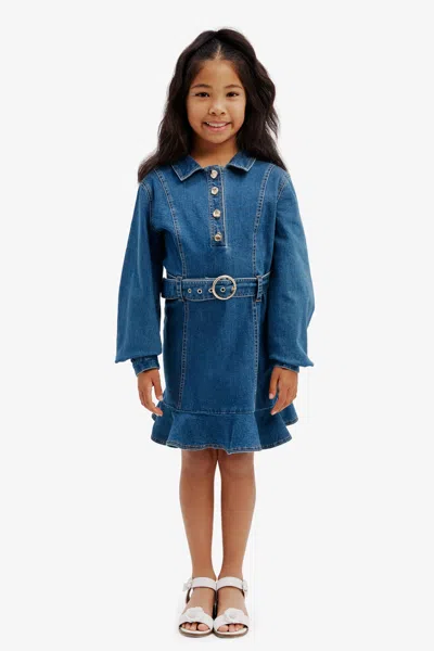BARDOT JUNIOR GIRLS NAIDA DENIM FRILL DRESS