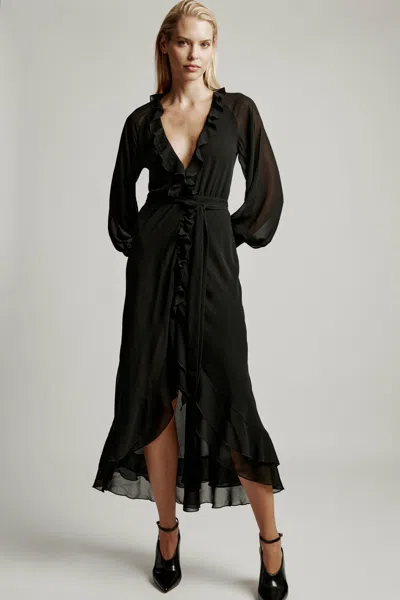 BARDOT KASSIA RUFFLE MIDI DRESS