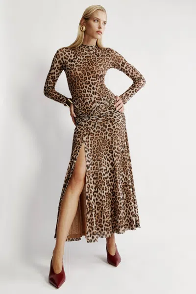 BARDOT LEA PRINTED MESH MIDI DRESS
