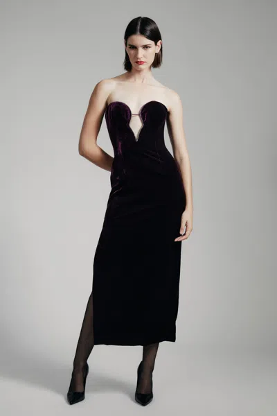 BARDOT LILAH VELOUR MIDI DRESS