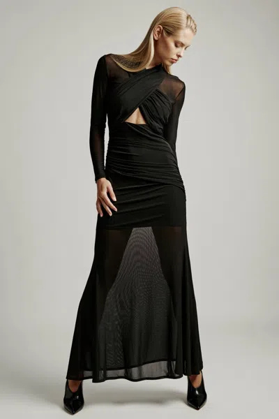 BARDOT VERIA WRAP MESH MAXI DRESS