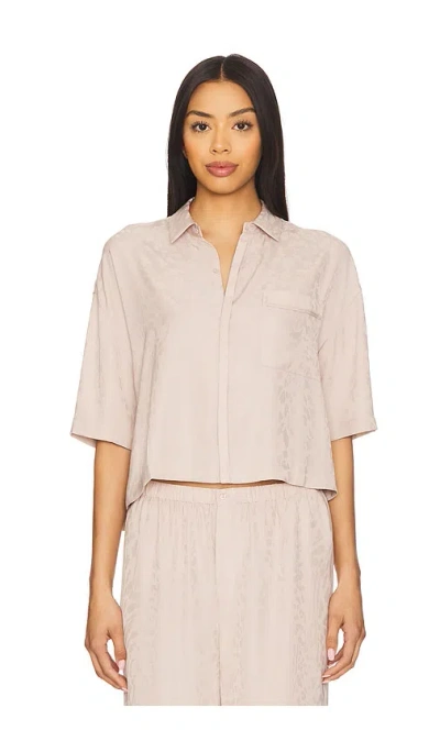 BAREFOOT DREAMS WASHED SATIN JACQUARD CROPPED SHIRT