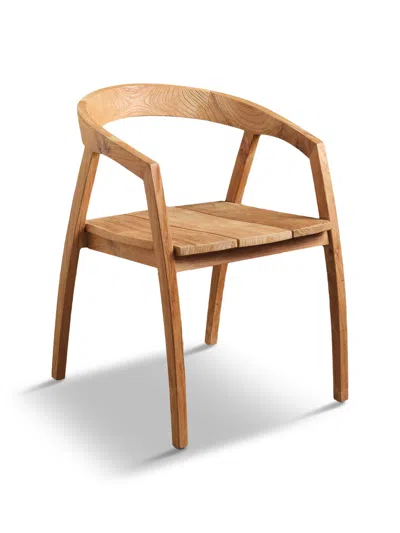 BARKER AND STONEHOUSE GRENADA NATURAL BROWN TEAK WOOD OPEN BACK DINING CHA